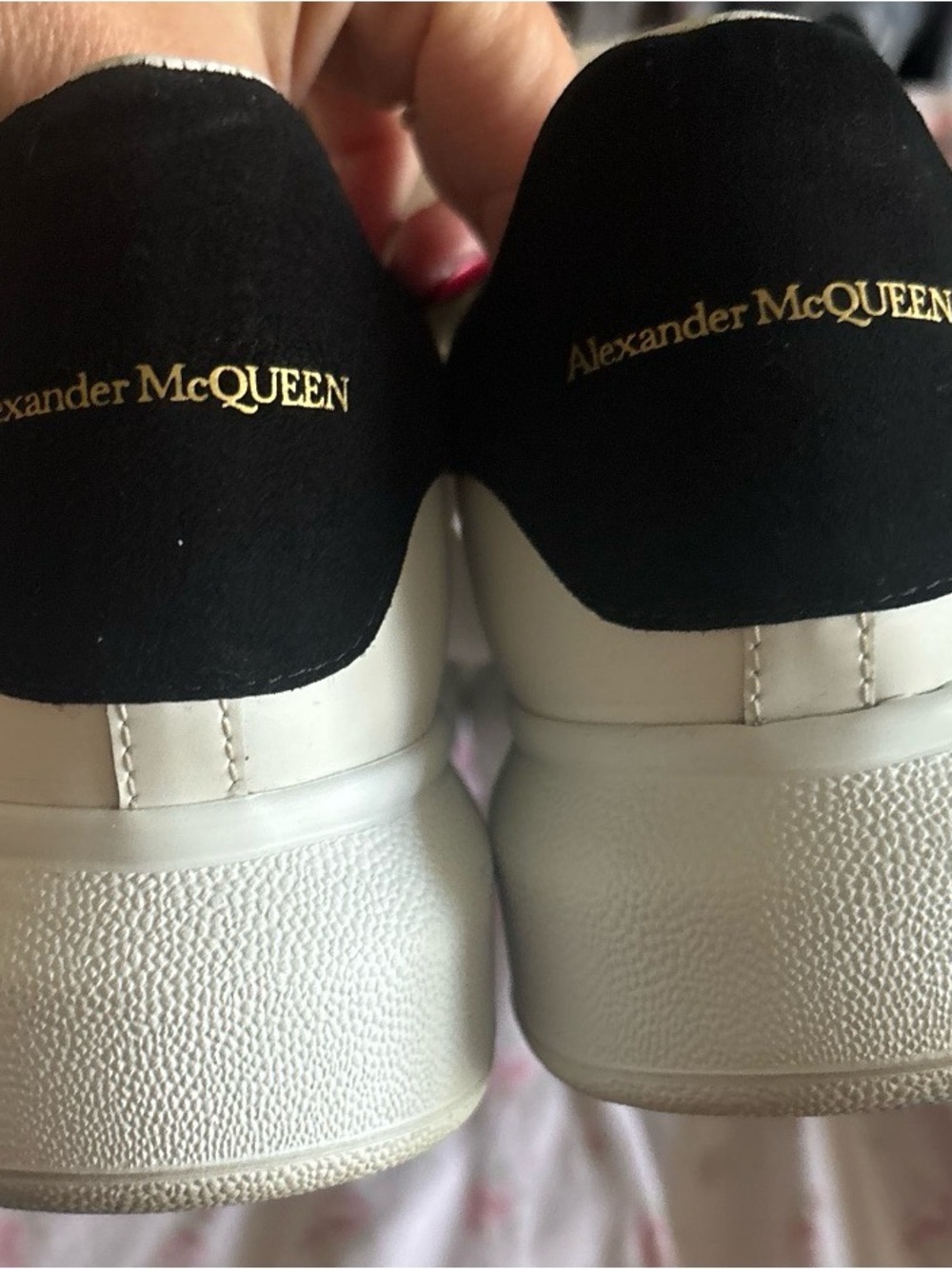 Alexander McQueen White Leather Platform Sneakers with Black Heel Tab